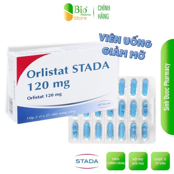 Viên uống giảm cân Orlistat STADA 120mg (Hộp 42 viên) - Giúp giảm cân, đào thải mỡ, duy trì vóc dáng, giảm mỡ máu
