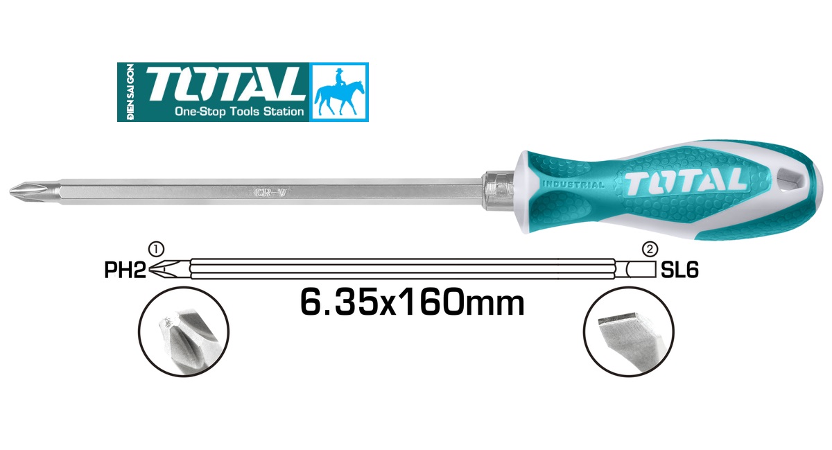 Bộ 4 cây tuốc nơ vít dẹp và bake Total THTDC250401