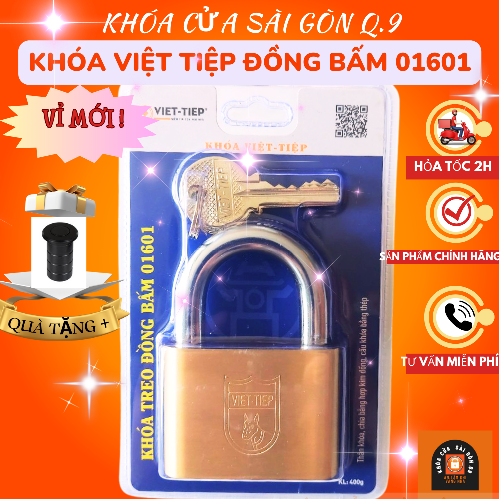 Quà tặng - khoá việt tiệp 01601 - treo đồng bấm - bh 2 năm