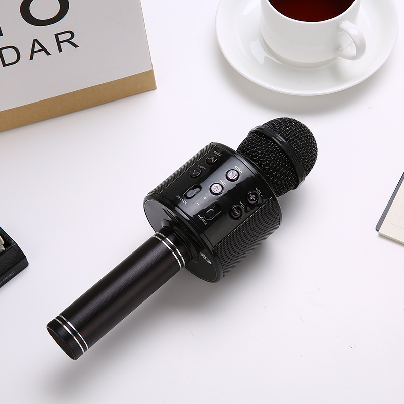 Micro Hát Karaoke Bluetooth Không Dây WS-858, Kèm loa Âm vang Ấm mic hát karaoke cầm tay mini micro hát trên xe hơi mic hát , loa bluetooth mini