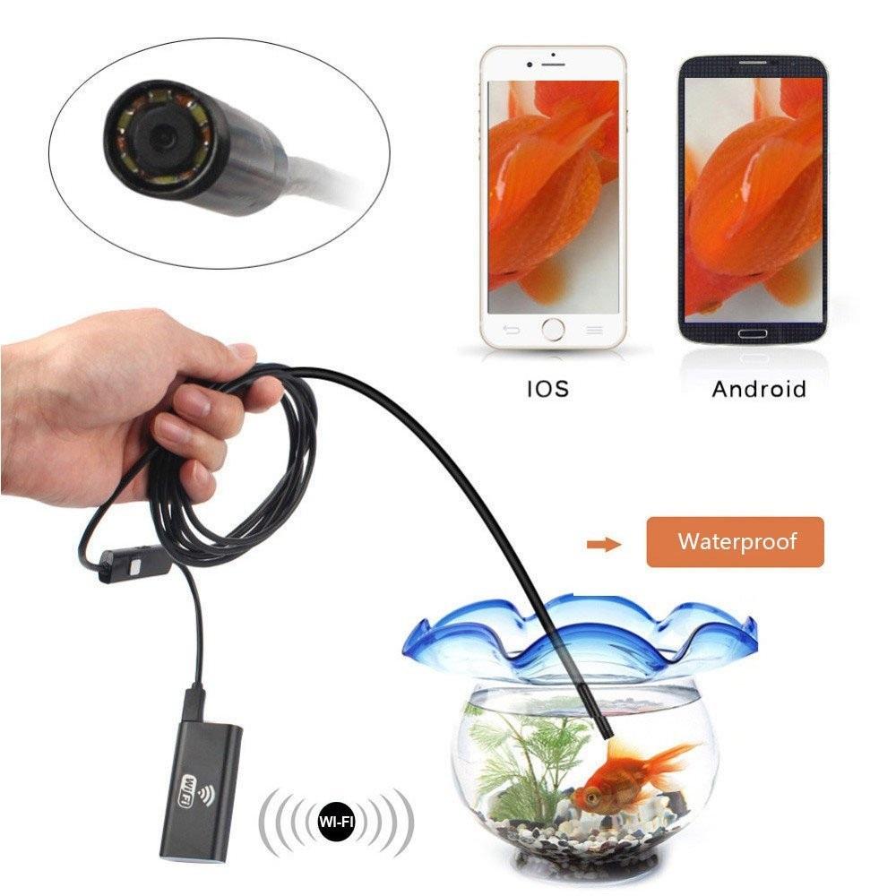 Camera nội soi kết nối không dây cho điện thoại Iphone, Android, Laptop, PC - Cáp nội soi Wifi dài 1m