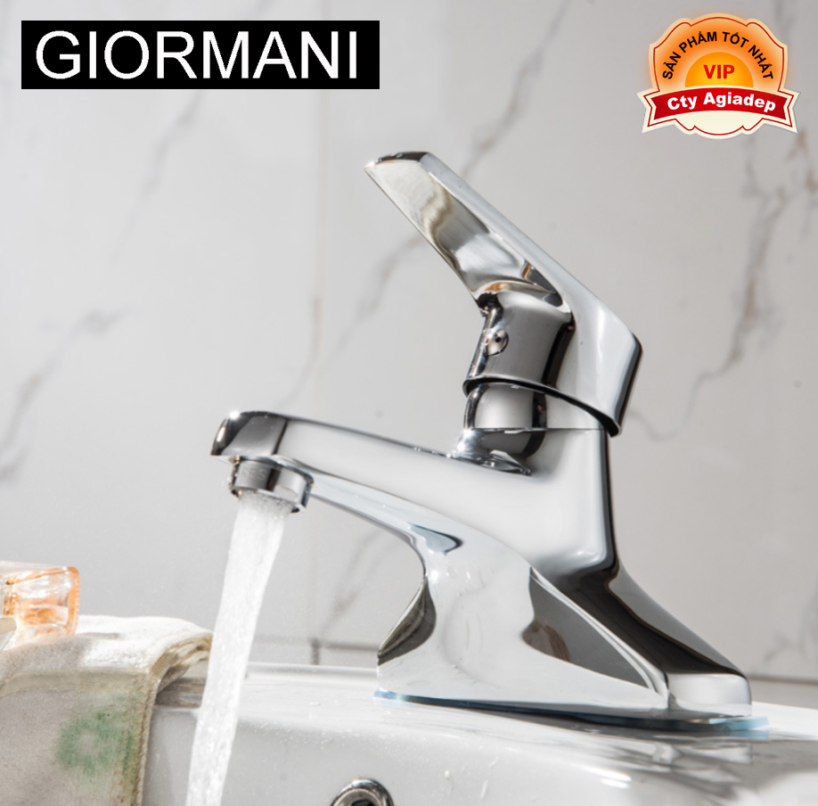 Vòi Lavabo hai chân GIORMANI ITALIA vòi bồn rửa cao cấp bóng đẹp + Đôi dây cấp (Kiểu 2 chân)