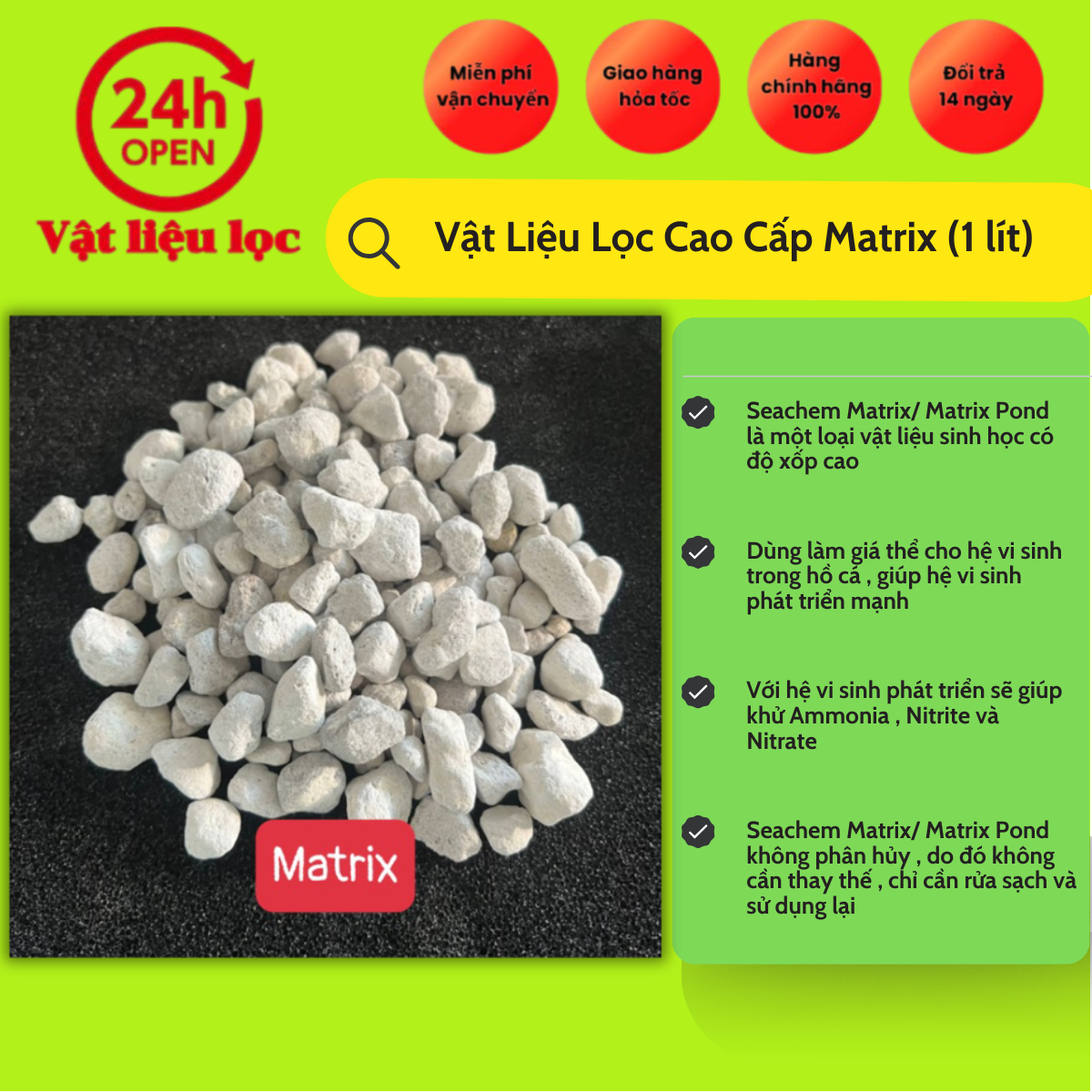 Vật Liệu Lọc Cao Cấp Matrix (1 lít)