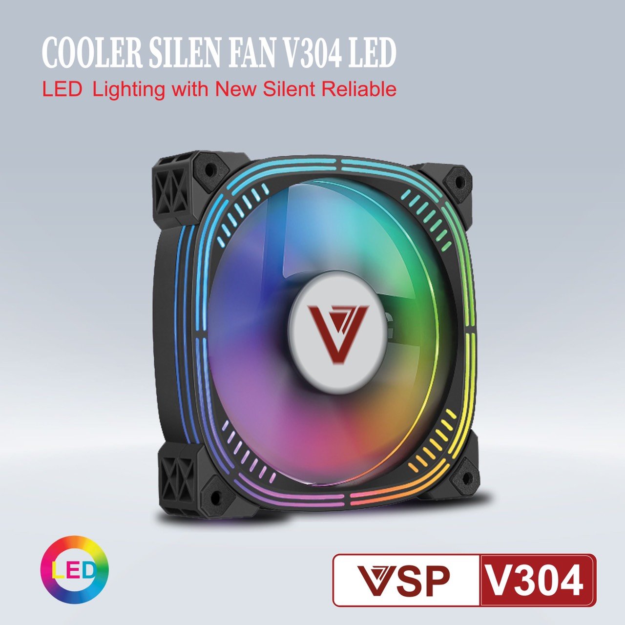 Quạt cho case lắp máy pc fan case 12cm led v304 - chính hãng kho hàng sỉ phú thành