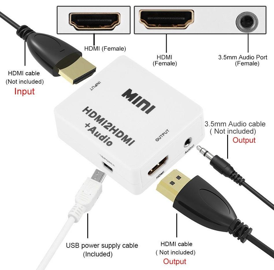 Bộ chuyển đổi hdmi to hdmi + audio 3.5mm l/r