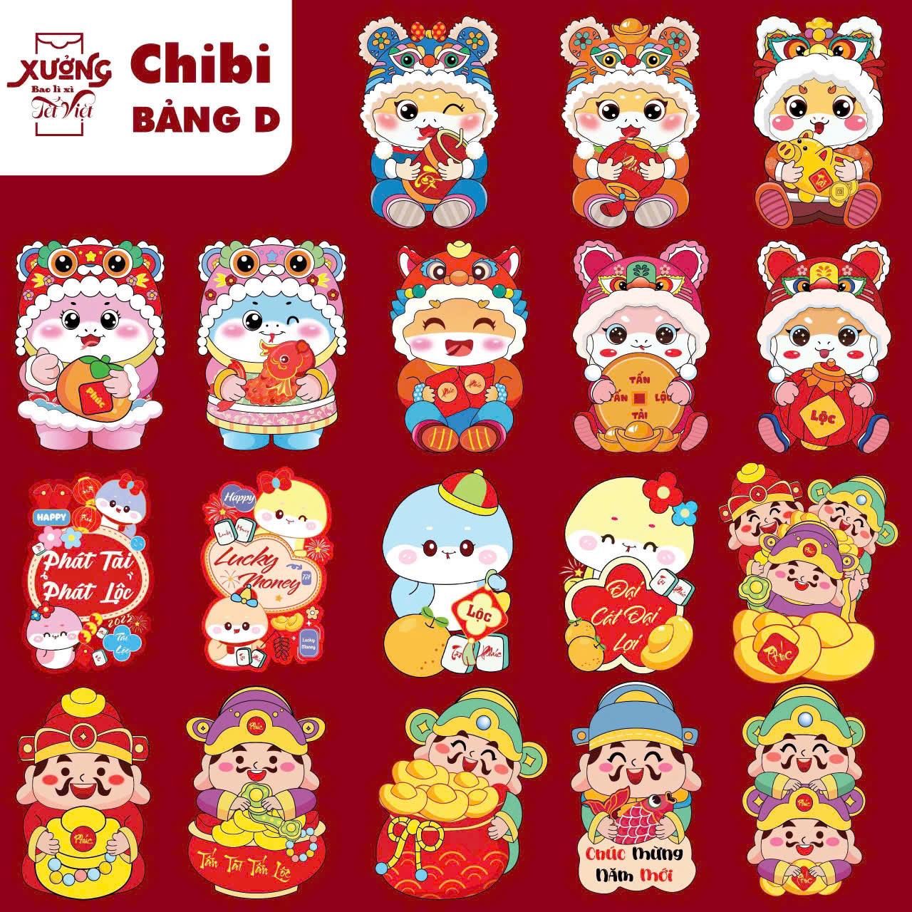 [HCM]Bao lì xì chibi hoạt hình 2025 siêu hot ( sét 10 bao 10 hình khác nhau)
