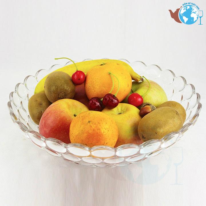 [HCM]Tô đĩa thủy tinh chấm bi tròn lớn hay tô trái cây loại lớn thủy tinh dày và rất sang trọng cao cấp-JHGLASS