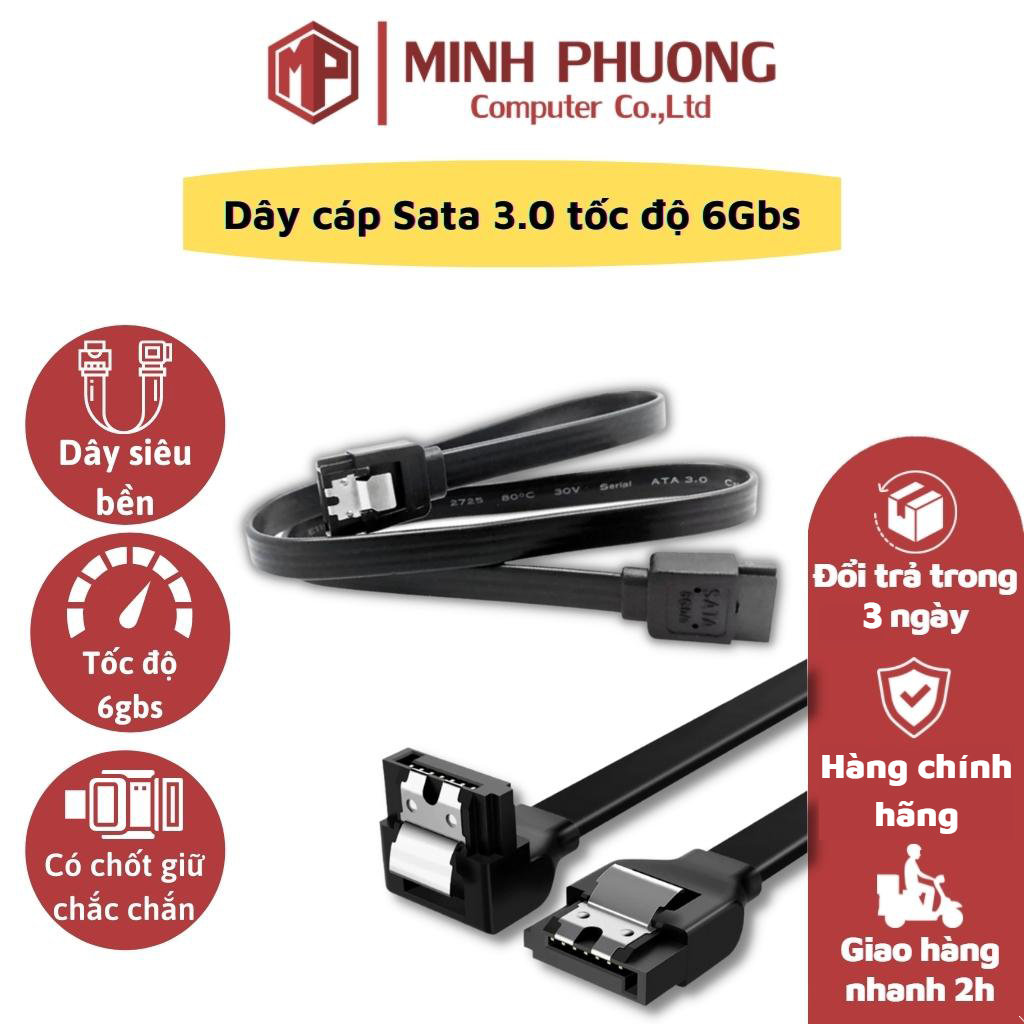 Dây cáp SATA 3 dùng cho SSD, HDD tốc độ 6Gbs - Hàng chất lượng cao
