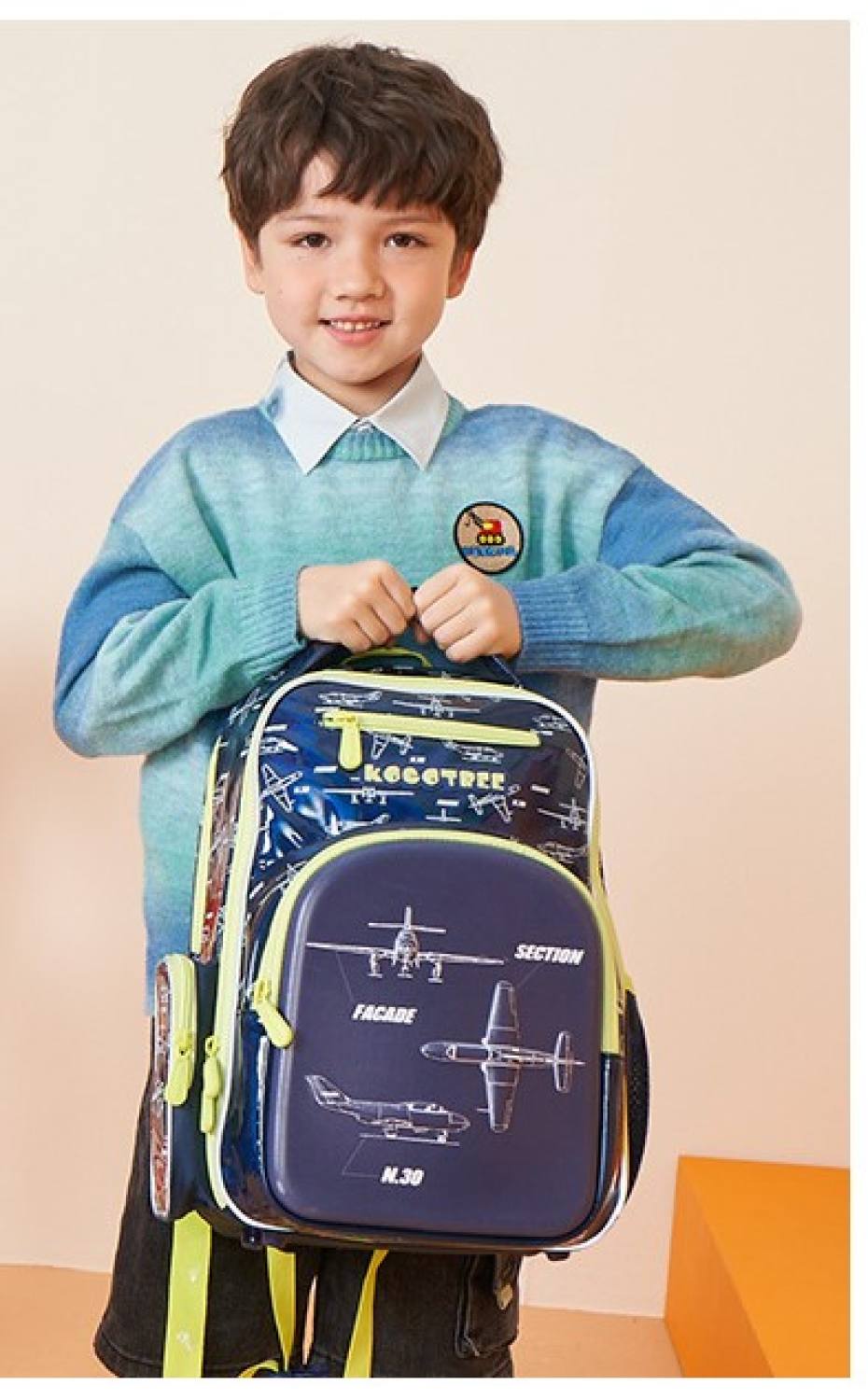 Kokokootree Original Kids backpack-High quality anti-Humpback backpack for Boys Girls 3D stereo plane pattern-school bag, discounted school backpack