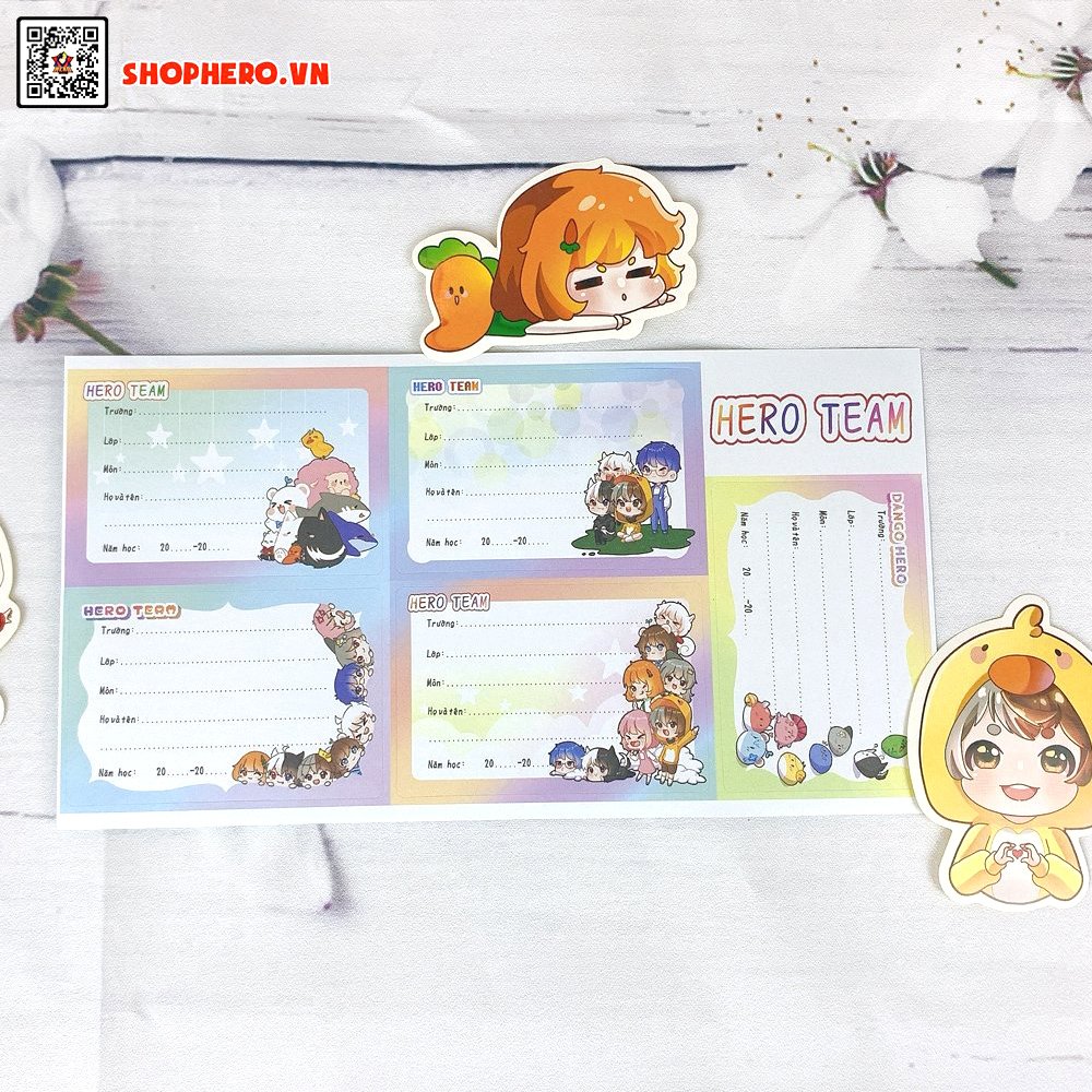 Sét 30 nhãn vở Hero Team