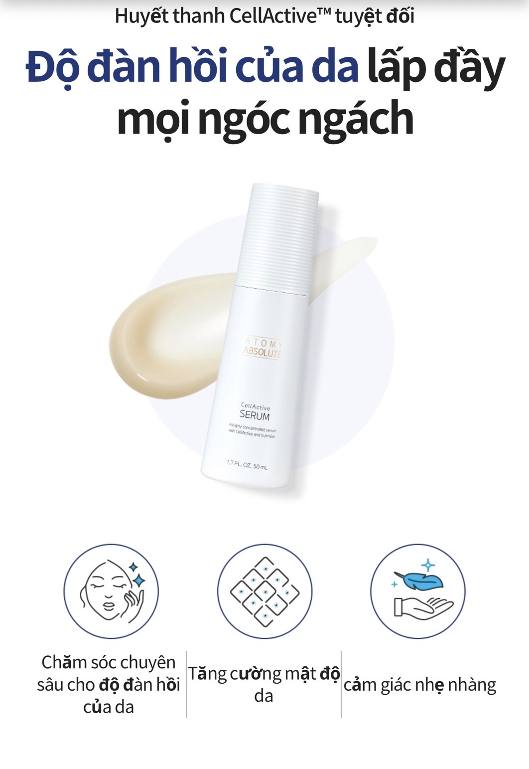 Tinh chất serum làm trắng và mờ các nếp nhăn da cho da mặt (loại cao cấp trong set 6)- Atomy Absolute Cellactive Serum 50 ml - 애터미 앱솔루트 셀랙티브 세럼 - Атоми СеллАктив Сыворотка