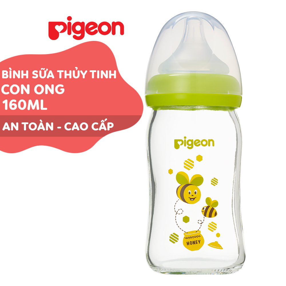 Bình sữa cổ rộng thuỷ tinh Plus Pigeon 160ml - Con Ong (SS)