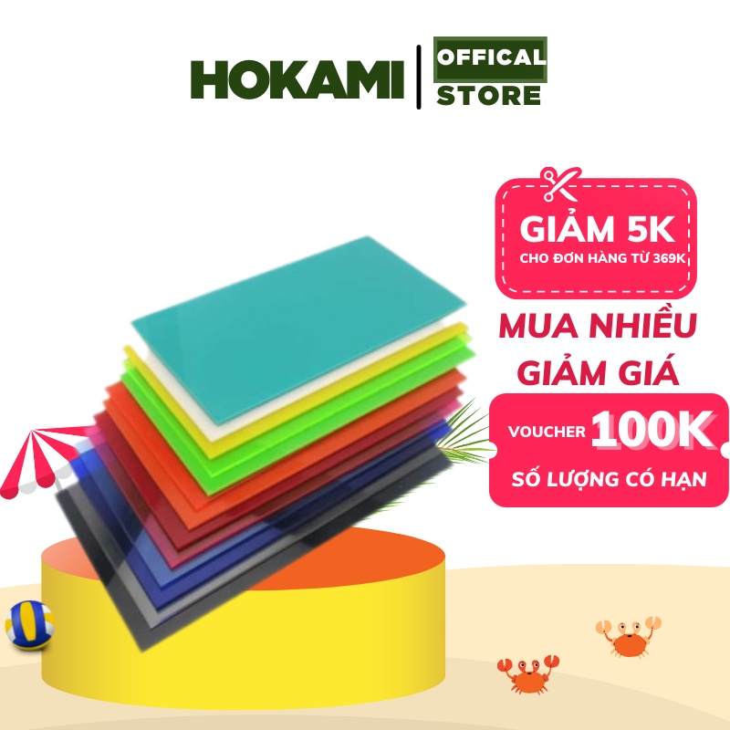 Bìa mika màu a4 nhựa trong sần mờ - hokami store