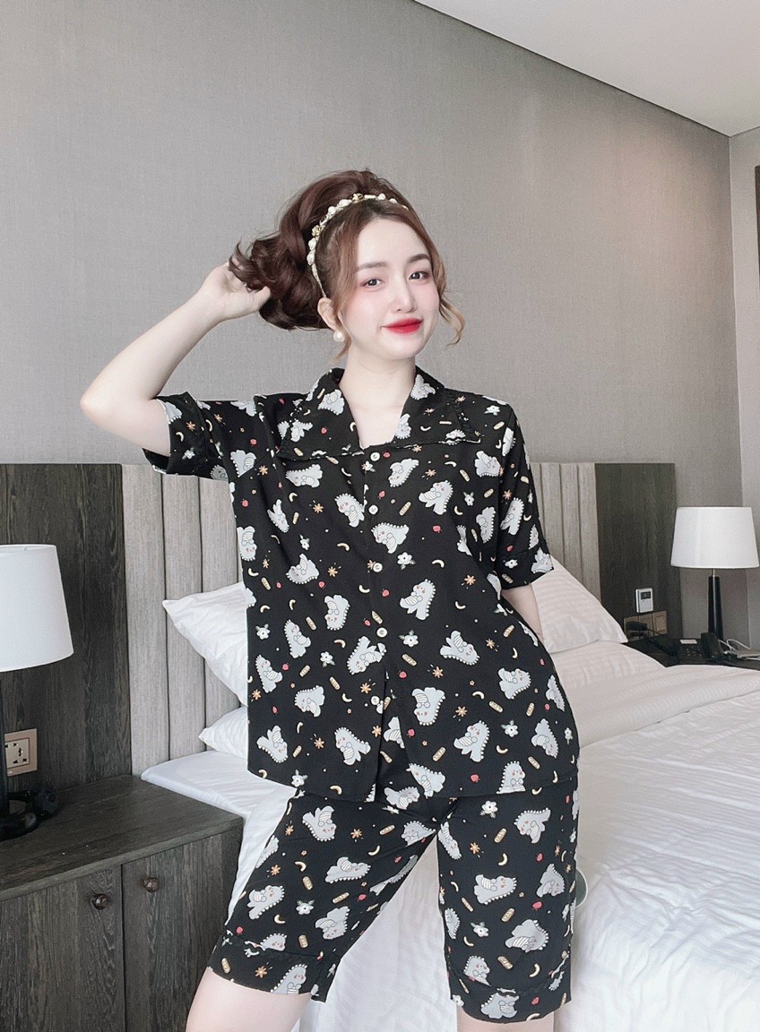 Đồ Bộ Nữ Mặc Nhà Quần Lửng Lụa 100D