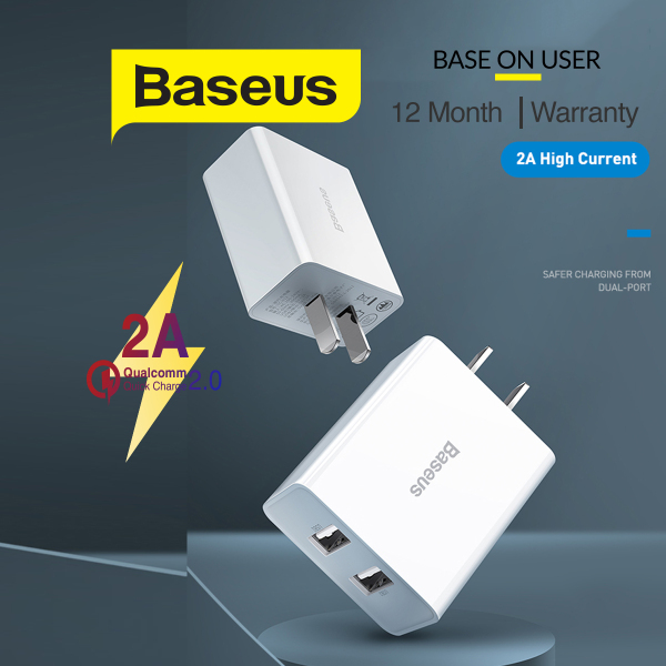 Củ sạc Baseus 2 cổng USB  suất 10,5W  sạc nhanh 2.1A cho iPhone iPad Máy tính bảng điện thoại thông minh