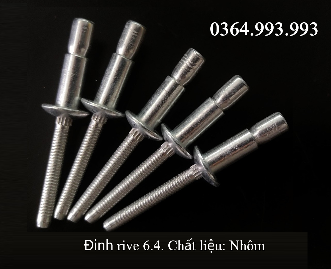 Gói 50 cái Đinh rút phi 6.4/Đinh rive 6.4. Chất liệu: Thép/ Inox 304/ Nhôm