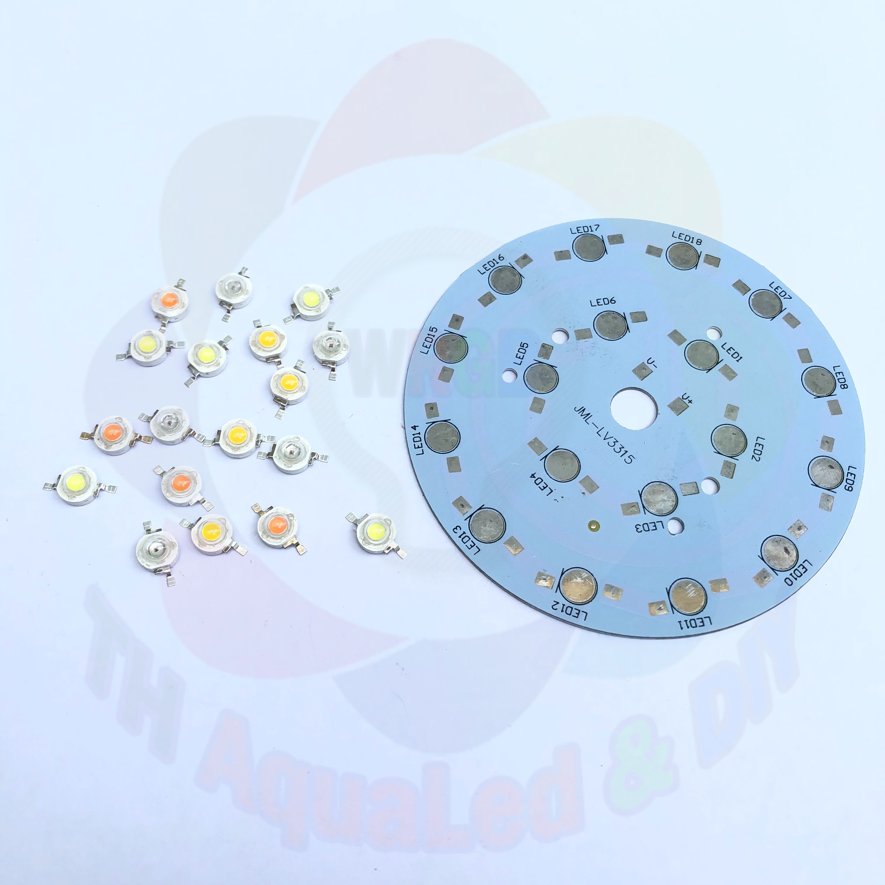 Mạch LED tròn 18 chip 100mm đế mạch 18 led nối tiếp sử dụng led luxeon mạch chuẩn dày tối ưu hóa điện năng và công suất