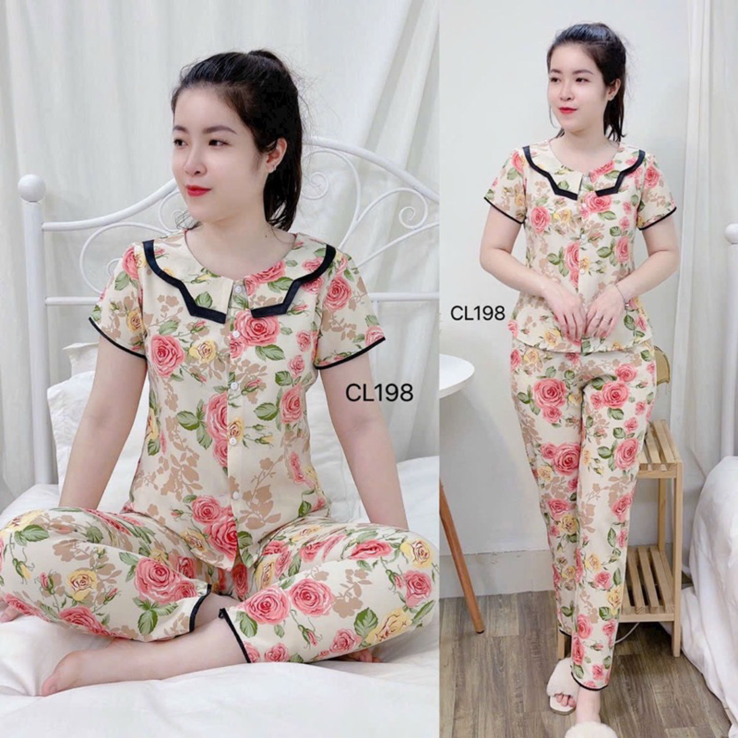 BỘ PIZAMA CỘC TAY LỤA THÁI CAO CẤP CLOVER