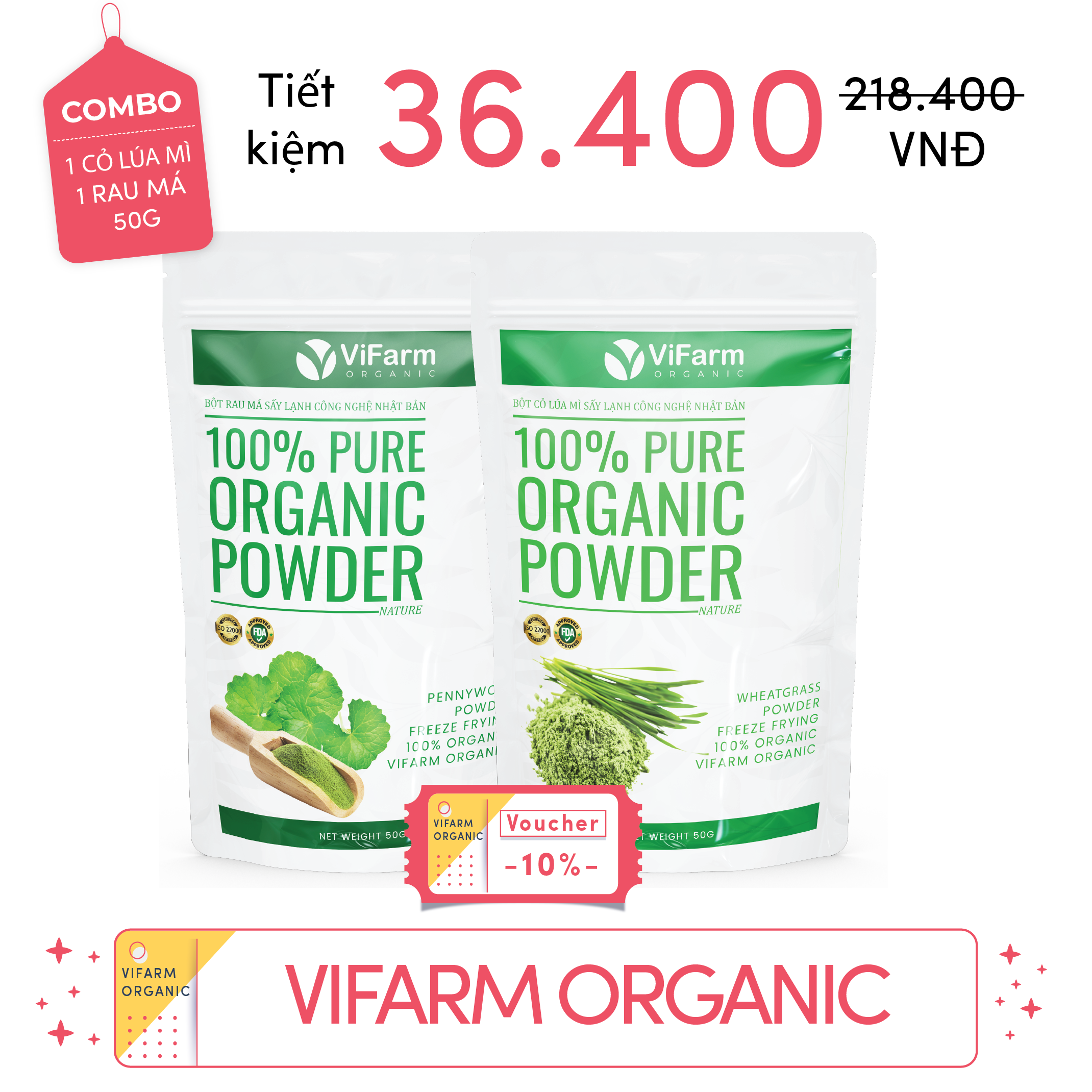 Bột Cỏ Lúa Mì Nguyên Chất ViFarm 50g