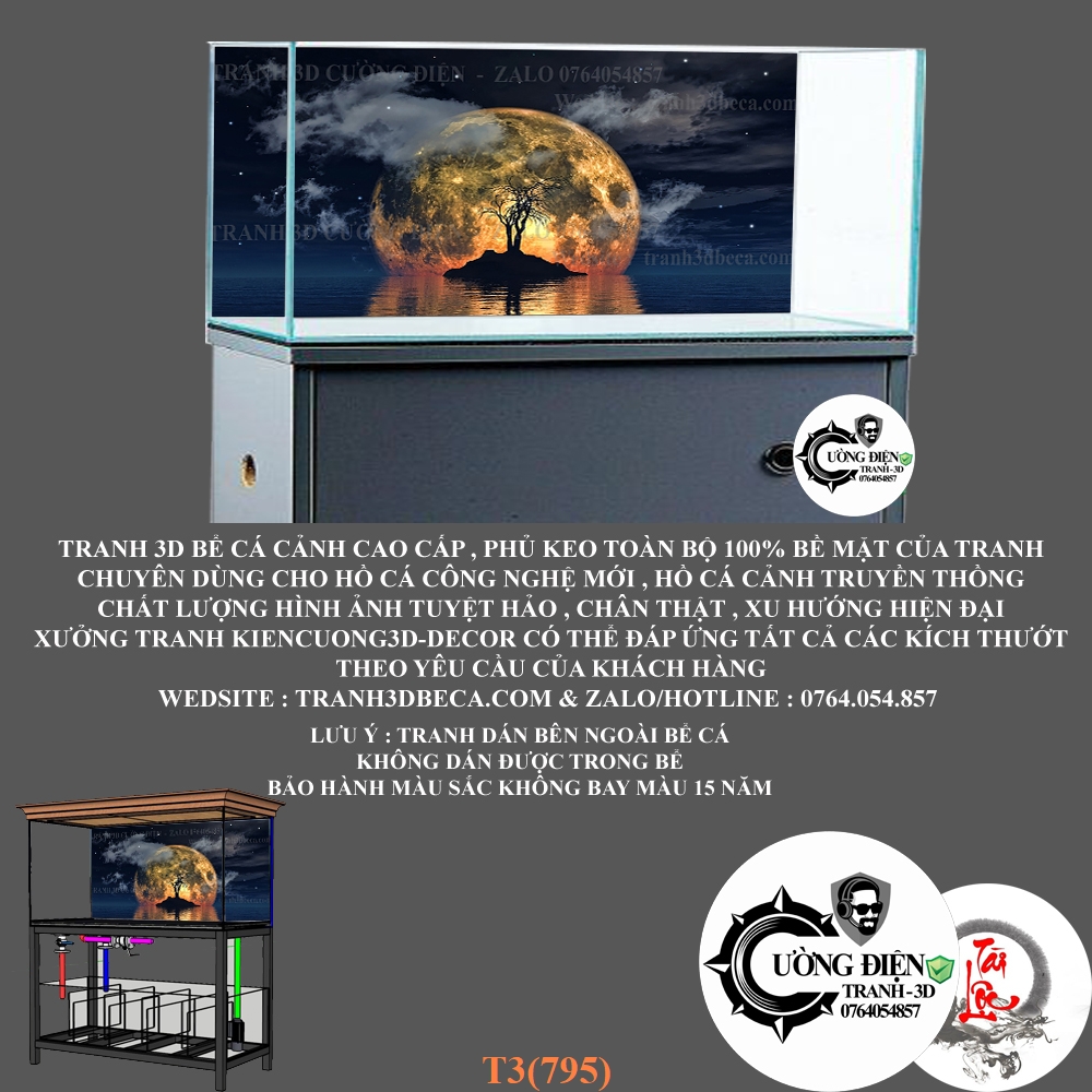 [Tặng Đồ Dán+Sticker] tranh 3d bể cá