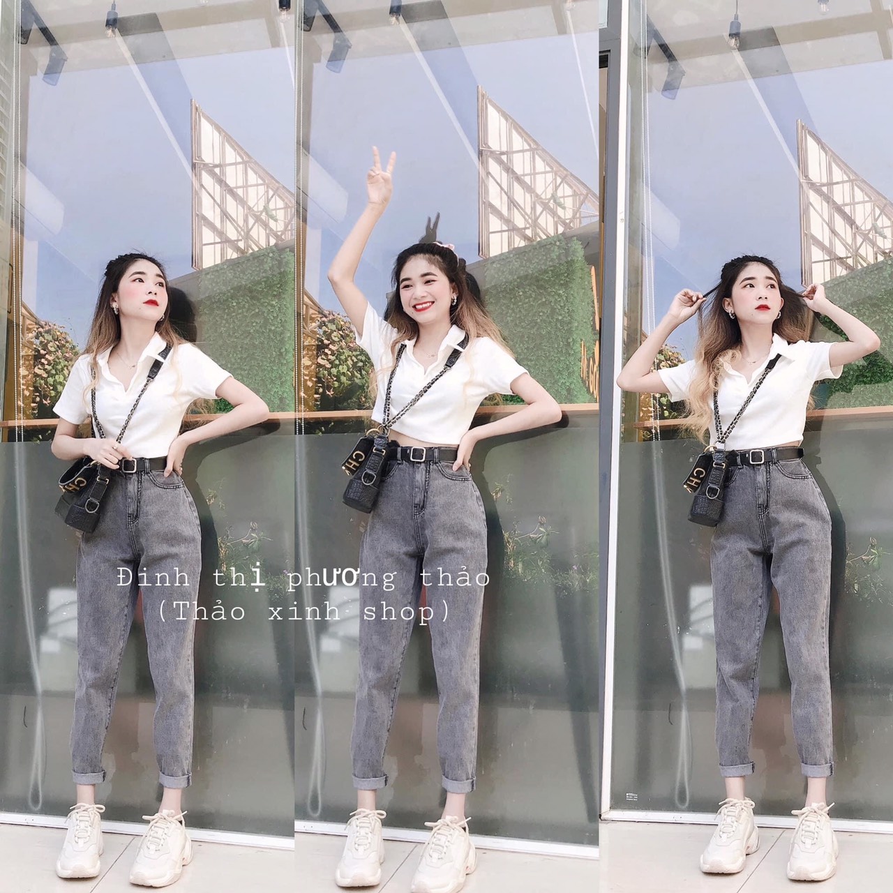 Baggy xám + crop petter trắng, thiết kế đa dạng mẫu mã, form dễ mặc, thoải mái, đường may tỉ mỉ, tinh tế