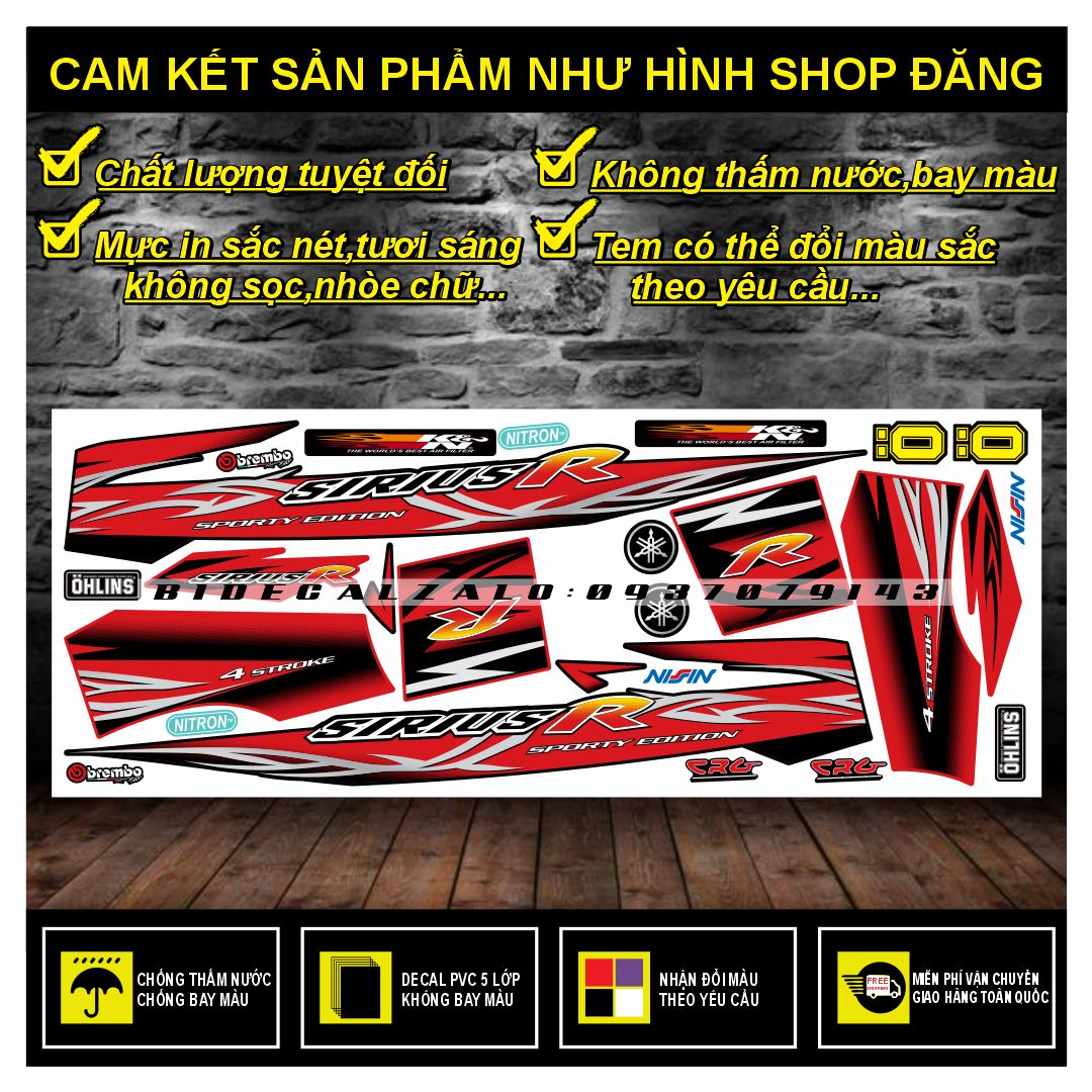 TEM RỜI SIRIUS R PHỐI ĐỎ ĐEN