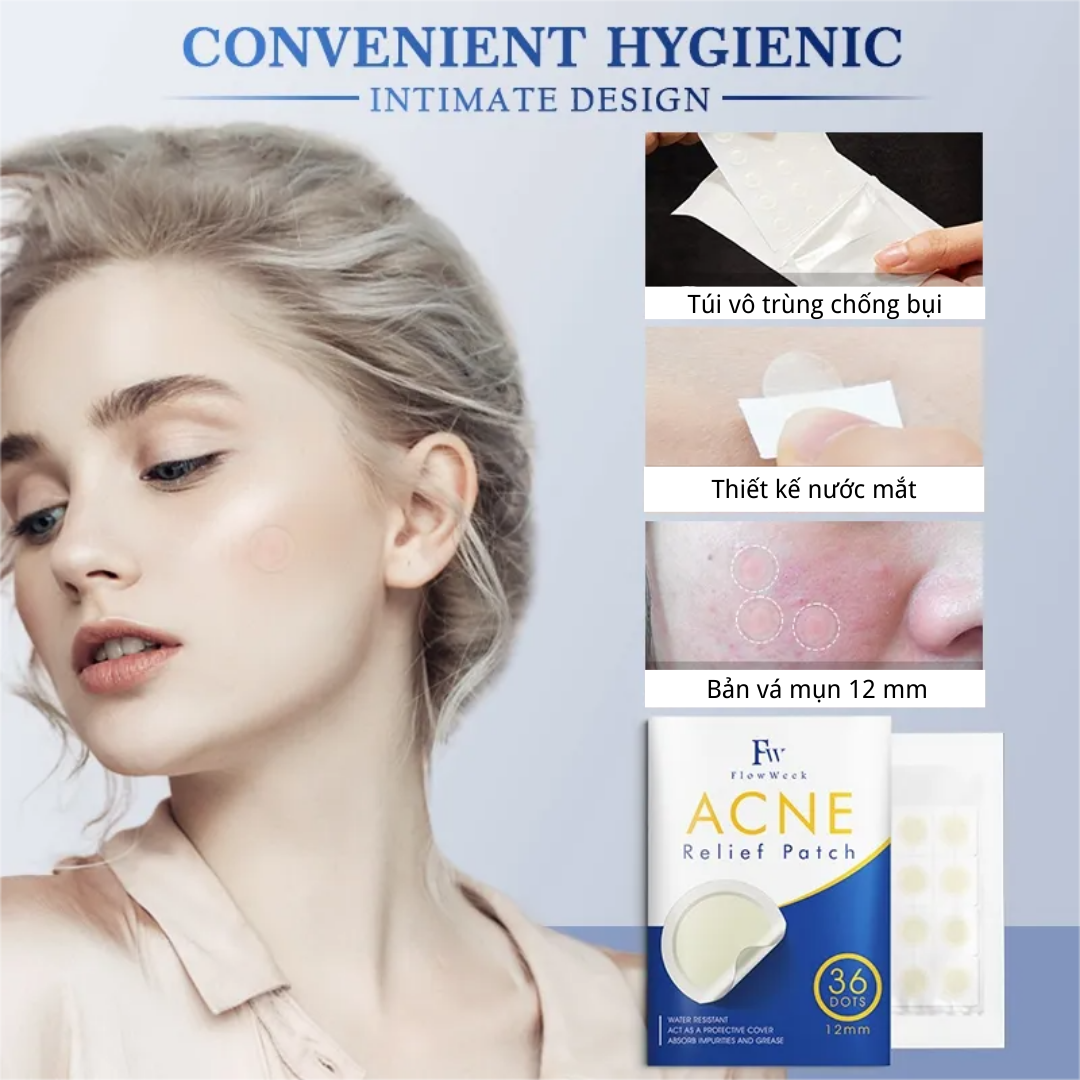 Flow Week Miếng dán trị mụn Miếng dán trị mụn Hydrocolloid Miếng dán trị mụn không thấm nước Miếng dán trị mụn Hydrocolloid Miếng dán trị mụn vô hình thoáng khí Miếng dán chống mụn trên mặt