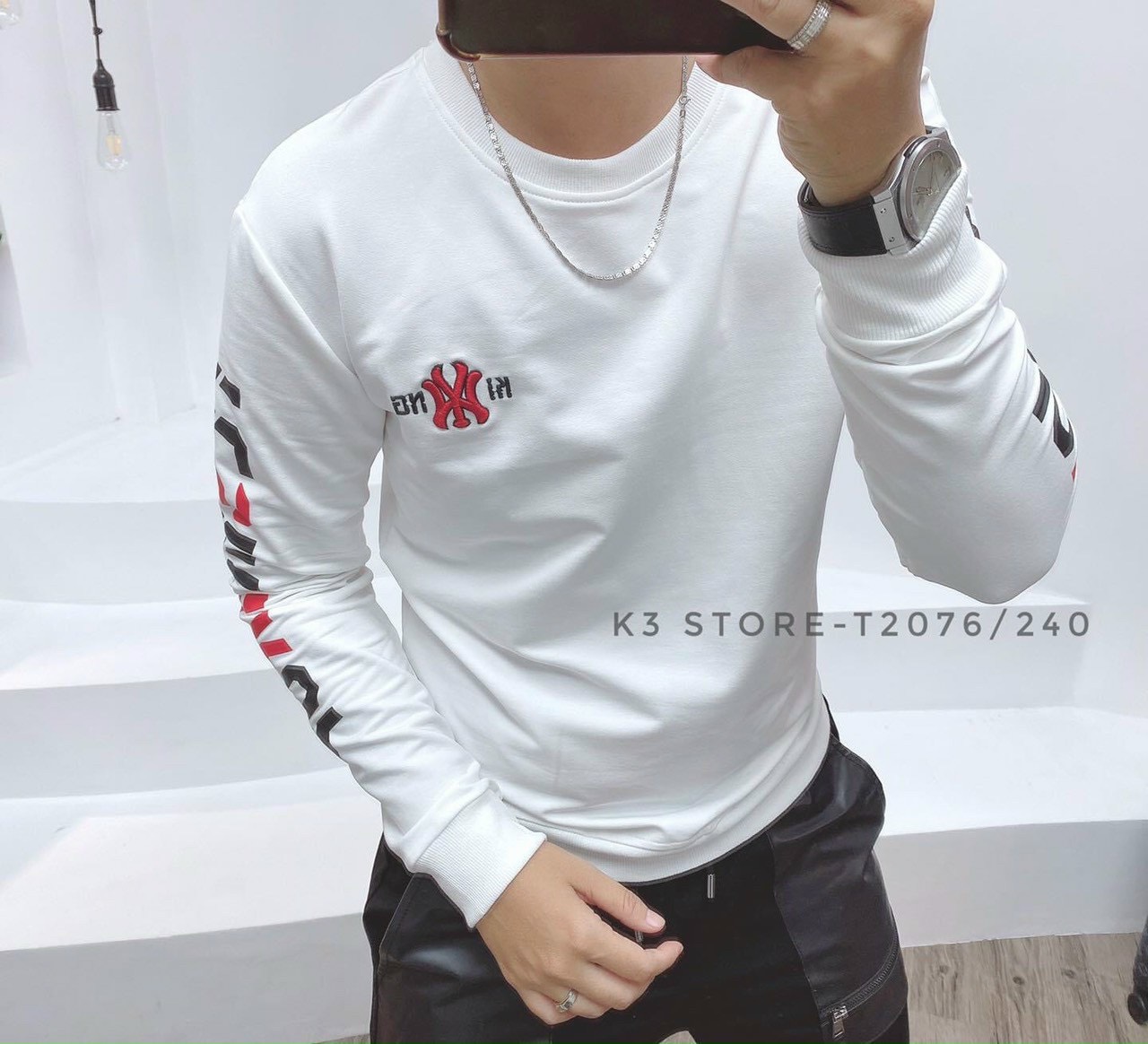 Áo thun nam tay dài cổ tròn-áo thun nam tay dài phối màu lạ mắt-áo thun nam tay dài from rộng BINSTORE94 bt240