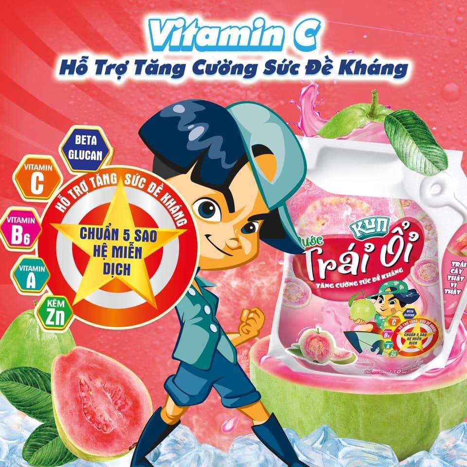 [HCM]NƯỚC ỔI KUN TÚI 110ML