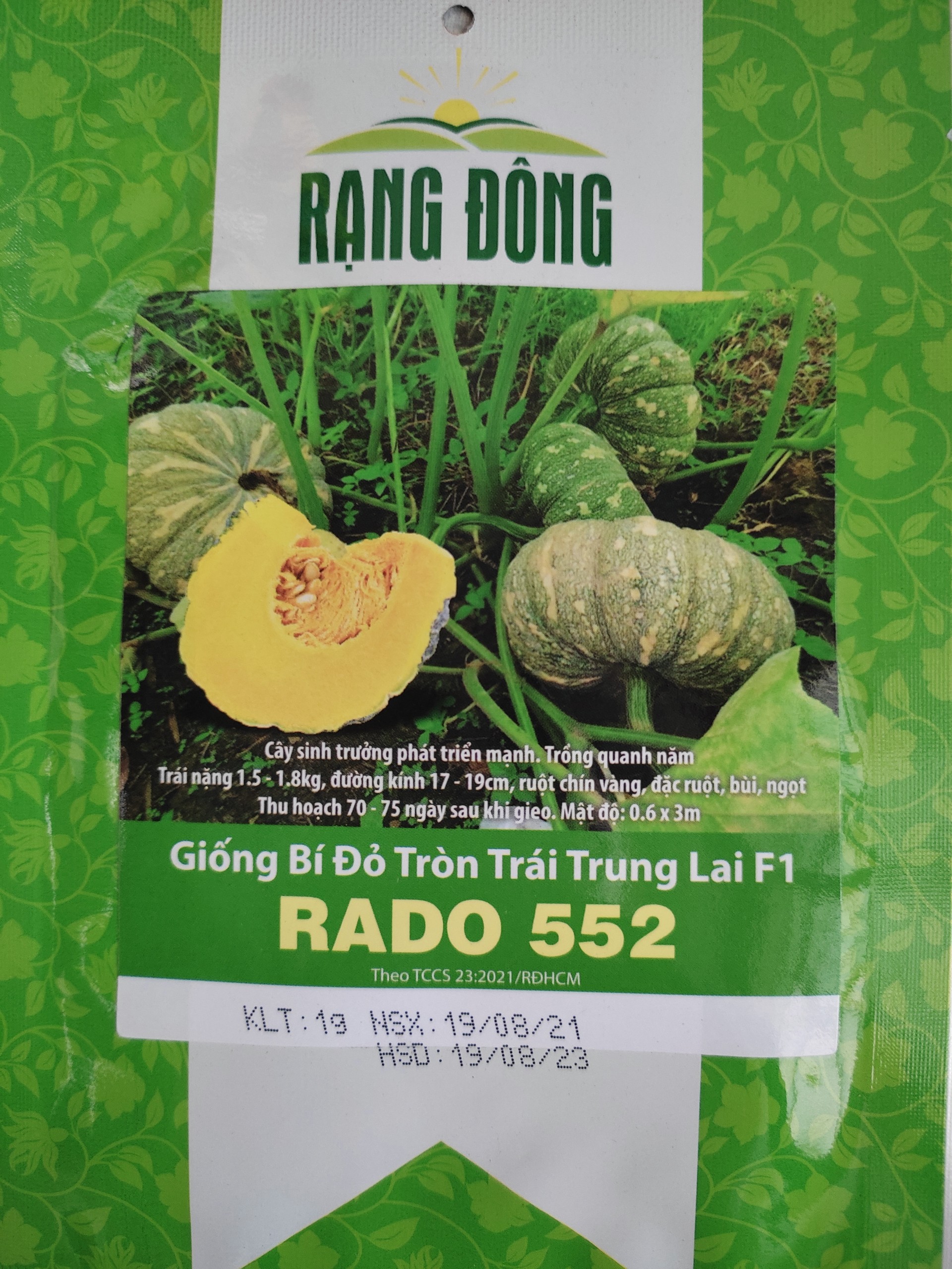 Hạt giống bí đỏ trái tròn trung lai f1 gói 1gr - rado 552