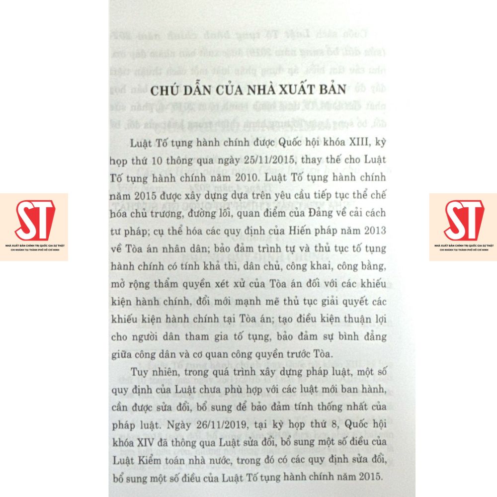 [Sách] Luật Tố Tụng Hành Chính (Hiện Hành) (Sửa Đổi, Bổ Sung Năm 2019)