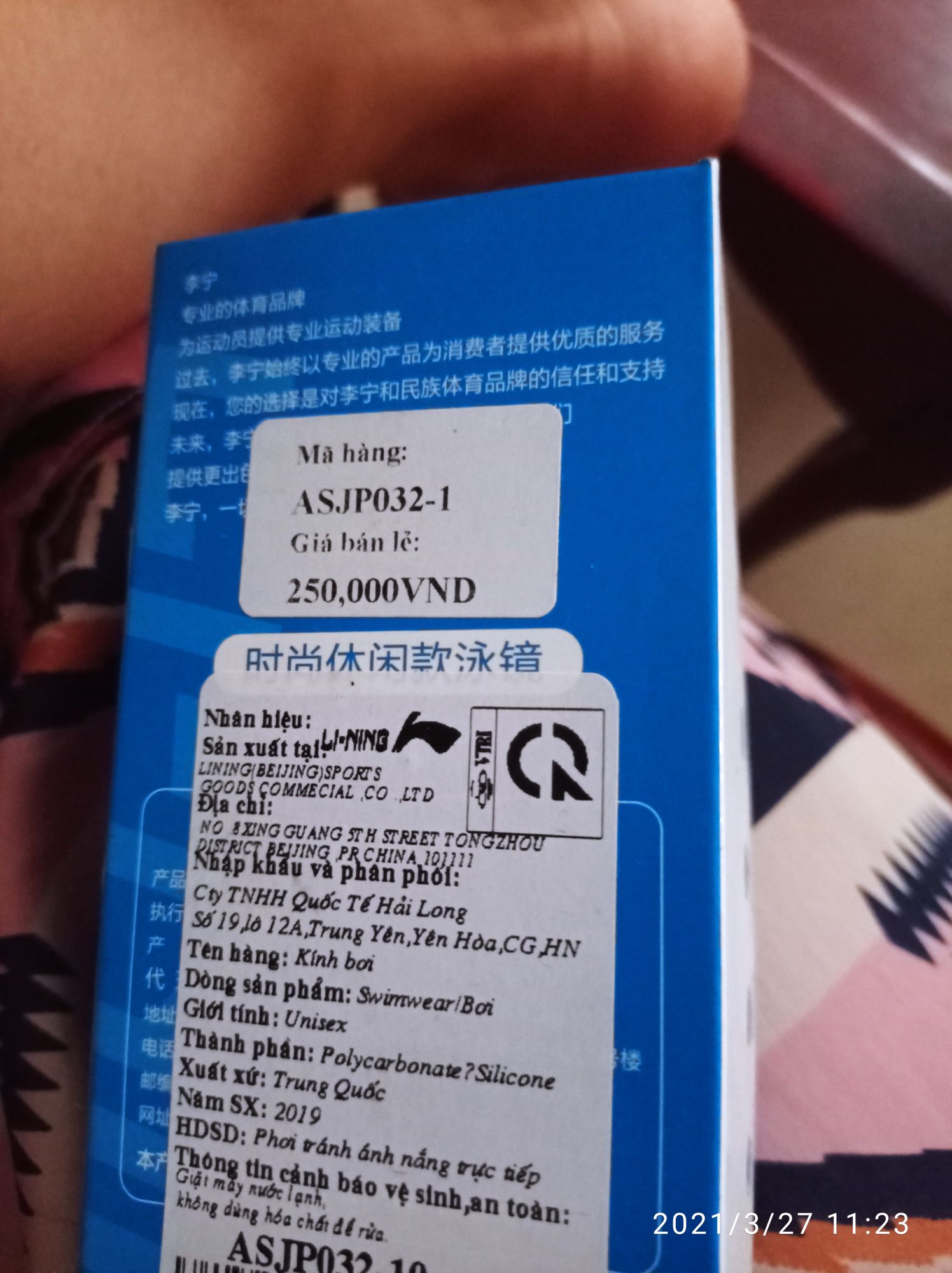 [HCM]Kính bơi Lining ASJP028-1 Chính hãng