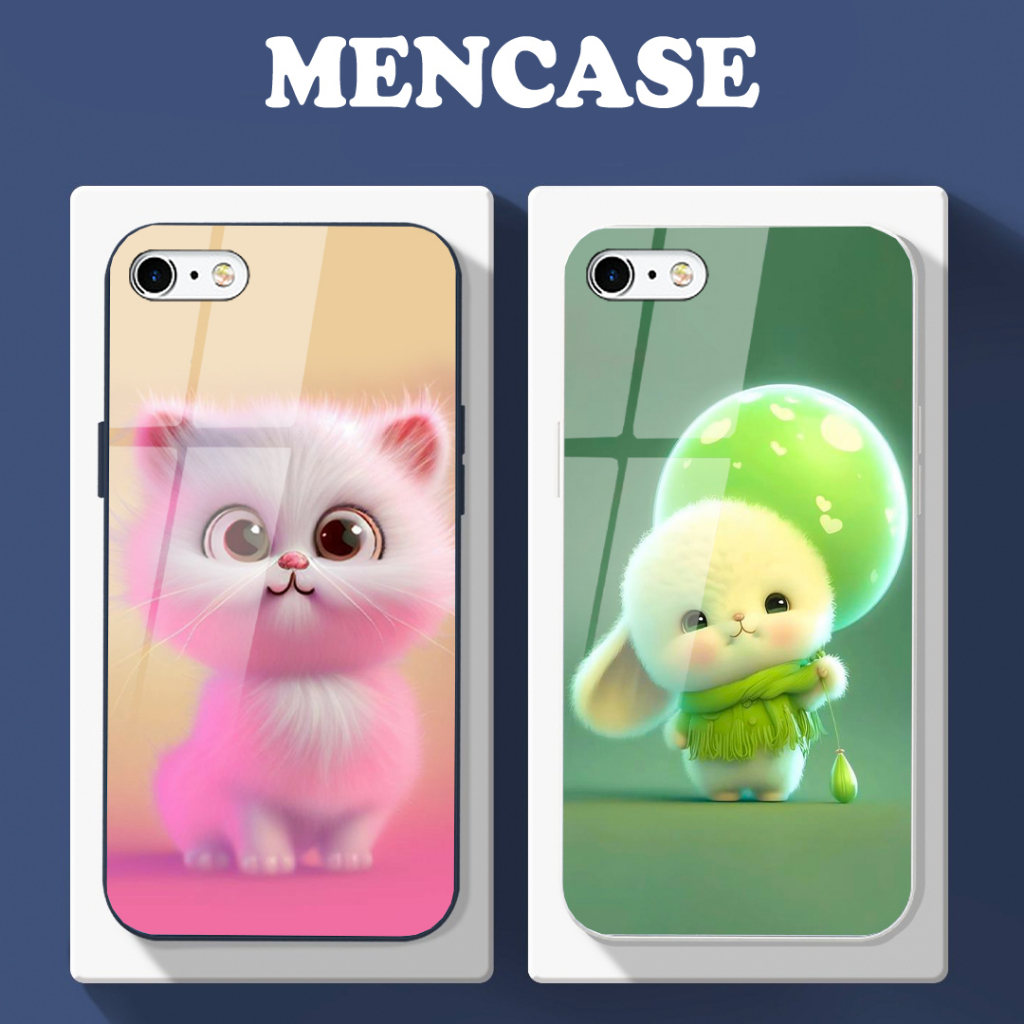 Ốp lưng IPHONE 6/6S/6 PLUS/6S PLUS/7/8/7 PLUS/8 PLUS mặt kính in hình gấu dễ thương