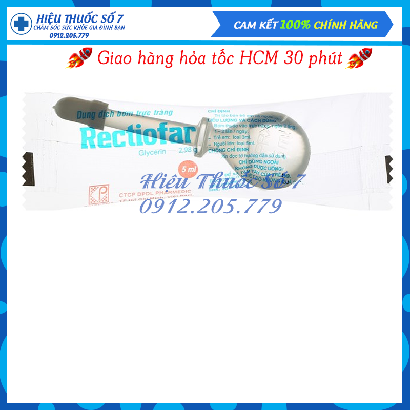 Ống bơm trực tràng RECTIOFAR 3ml và 5ml (giá cho nguyên hộp)