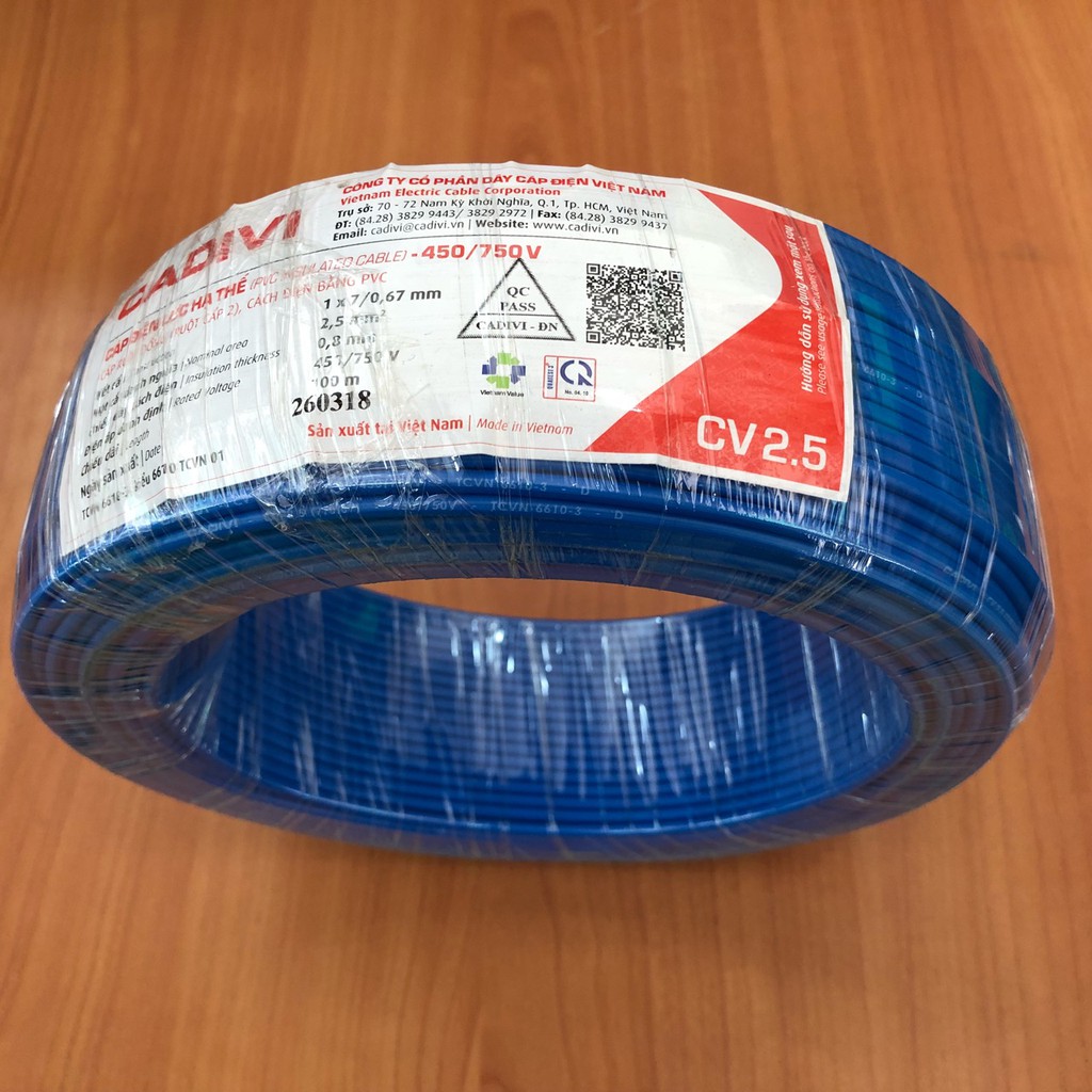 dây cvm cadivi 4.0 m.m2,  cuộn 100m