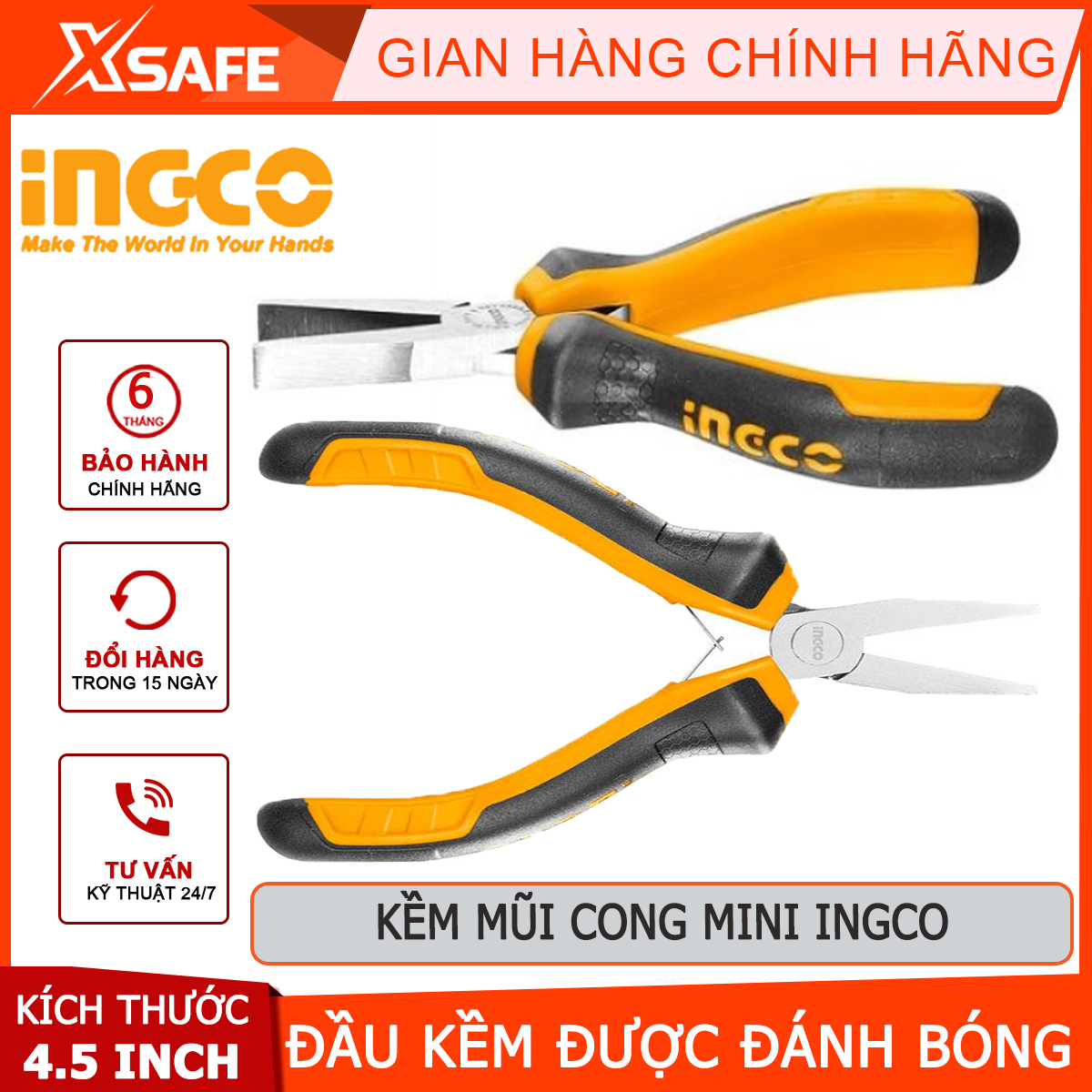 Nippers nose cleaner mini ingco HMFNP08115 | nippers nose cleaner size 4.5 "/ 115mm head nippers are polishing and anti-rust, used to clip, clip, paired devices [genuine] [xsafe]