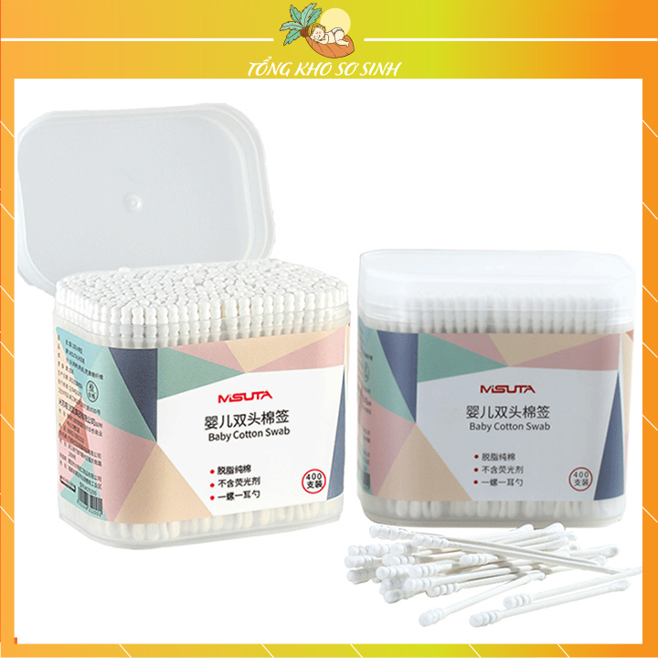 Tăm bông cho bé sơ sinh, hộp 400 que misuta an toàn tuyệt đối, tăm bông em bé, bông tăm ngoáy tai cho bé cực an toàn vệ sinh , bông ngoáy tai cho bé, bông tăm vệ sinh cho bé, bông ráy tai cho bé, dụng cụ lây ráy tai , tăm bông trẻ em