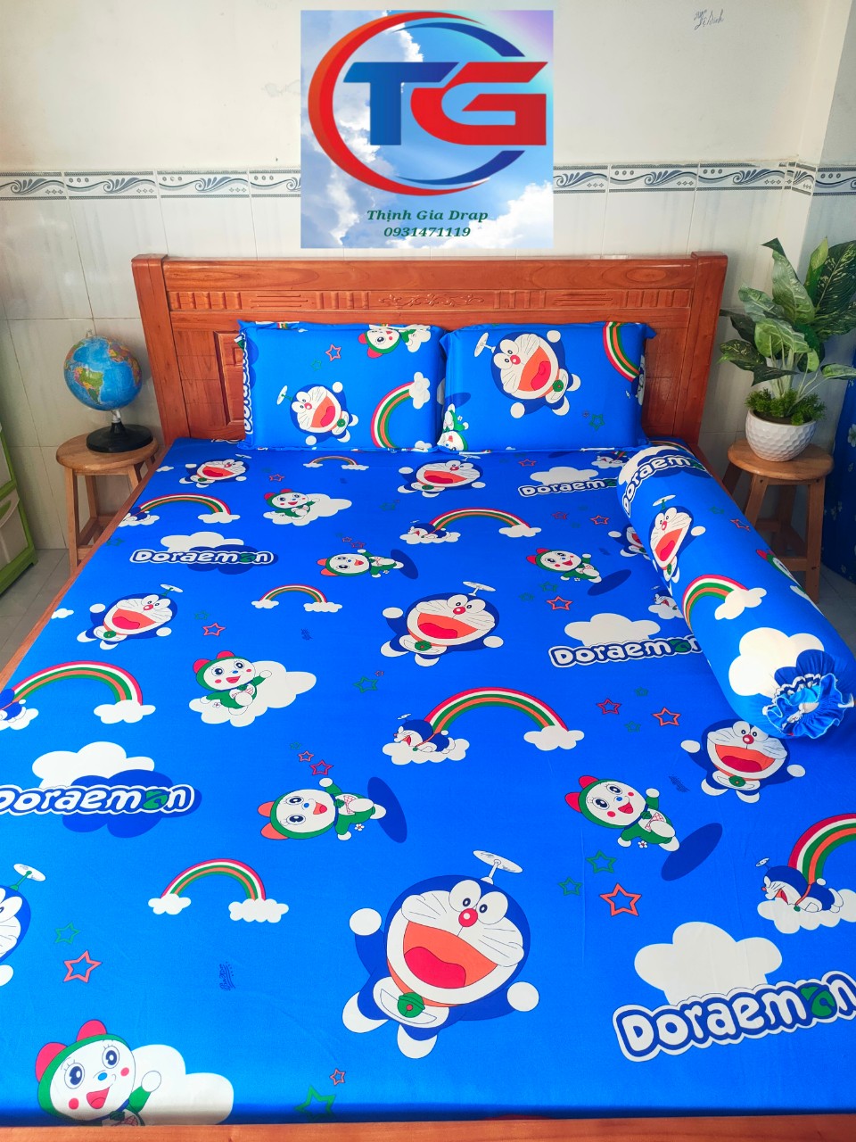 Bộ drap 4 món Thun 3D Hàn Quốc ( 1drap + 2 gối nằm + 1 gối ôm)