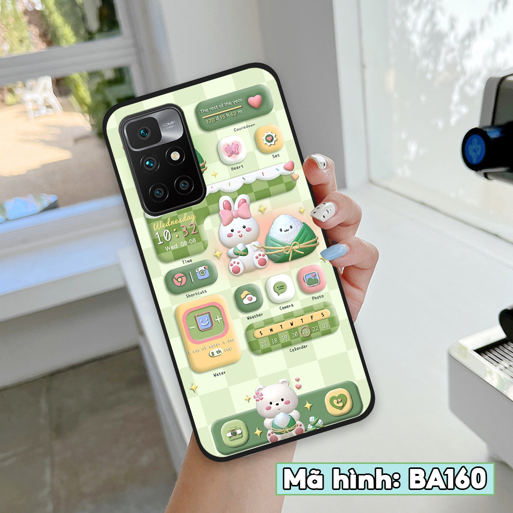 Ốp lưng Xiaomi Redmi 10, ốp điện thoại xiaomi hình gấu thỏ hồng, hình nền dễ thương