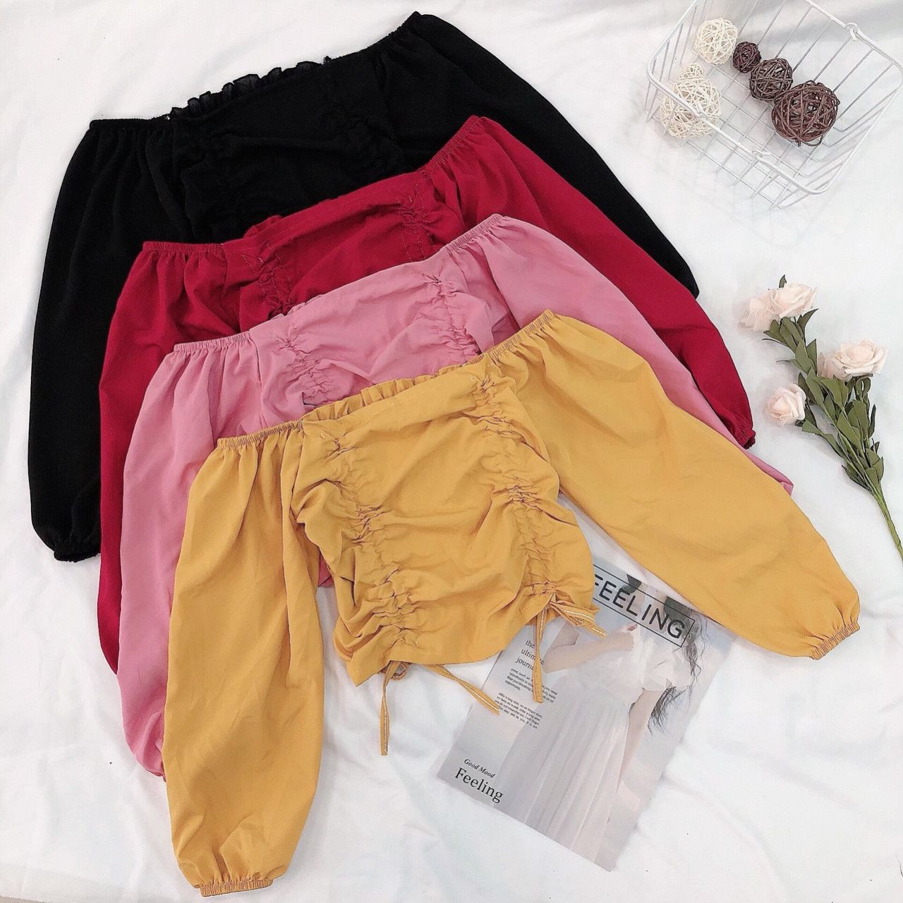 áo kiểu rút dây trễ vai mẫu hót,áo Kate kẻ dáng croptop rút dây hai bên áo kiểu trễ vai form dưới 50kg thời trang nữ(u)