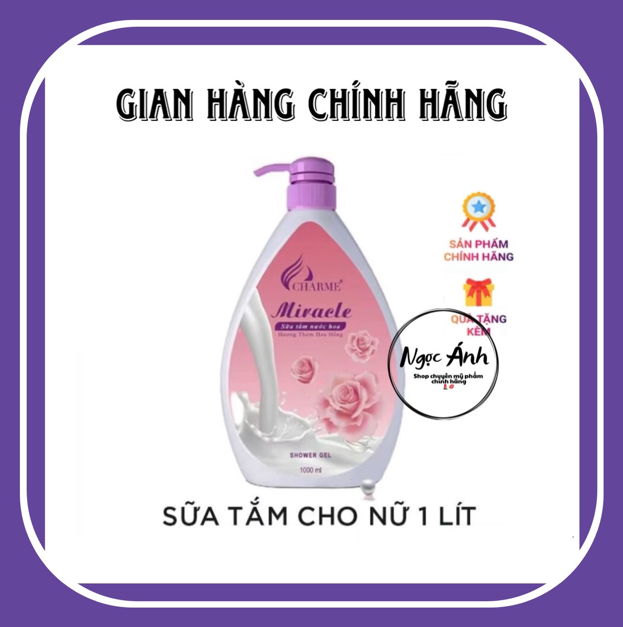 Sữa tắm dưỡng trắng da miracle - hương hoa hồng 1000ml