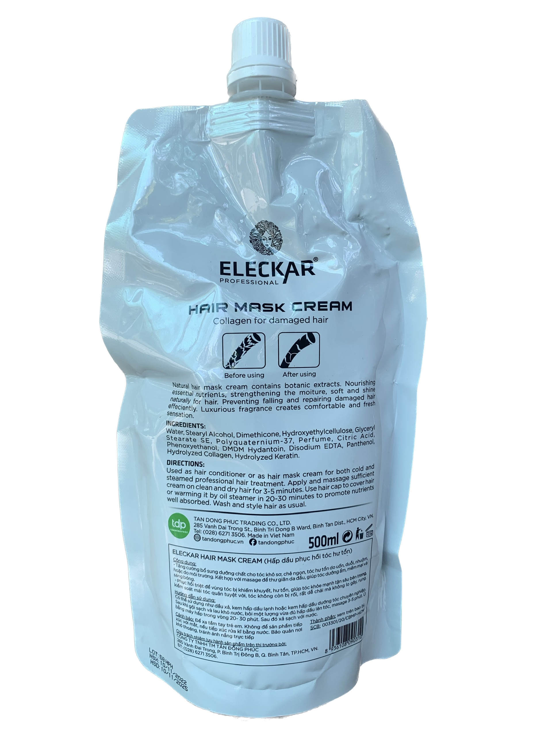 Hấp dầu Eleckar phục hồi tóc hư tổn 500ml