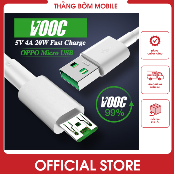 Cáp sạc nhanh oppo VOOC 4A micro,dài 1m, hiển thị super vooc BẢO HÀNH 6 tháng