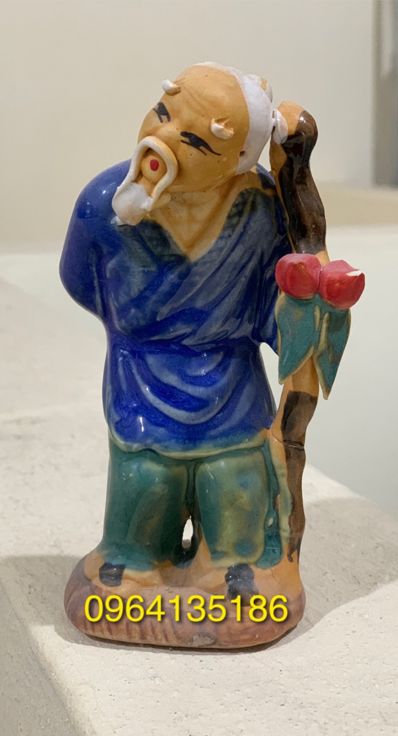 Tượng tiểu cảnh lão mai ngắm cây h12cm gốm sứ Bát Tràng