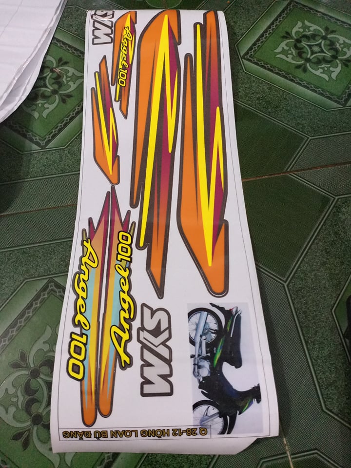 Tem rời Angel 100 xe bạc. tặng tấm logo