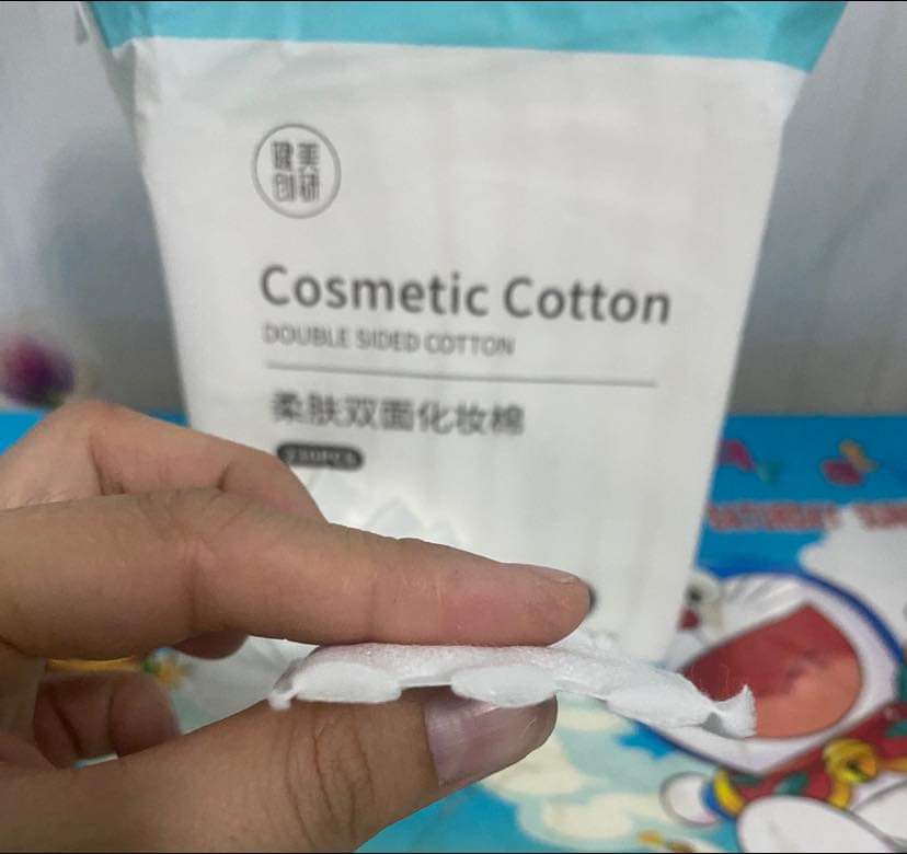 Bông tẩy trang cotton 2 mặt 3 lớp làm mềm da 230 miếng, không rụng xơ vải, không chất huỳnh quang