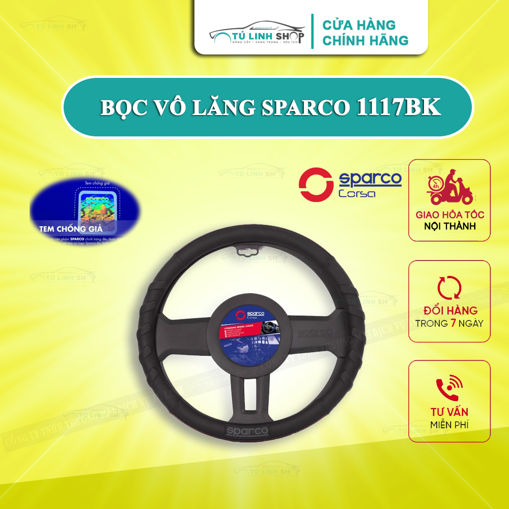 Bọc vô lăng chính hãng SPARCO 1117BK