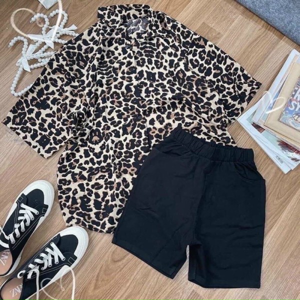BỘ ÁO SƠ MI HOA VĂN +QUẦN LEGGING HSU1