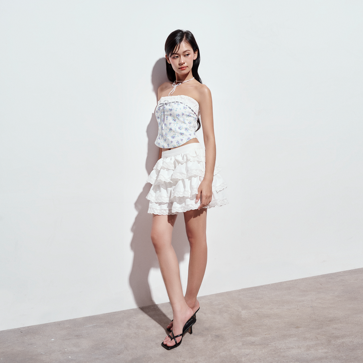 DOTTIE - Áo cúp ngực phối ribbon - Trắng - T0889