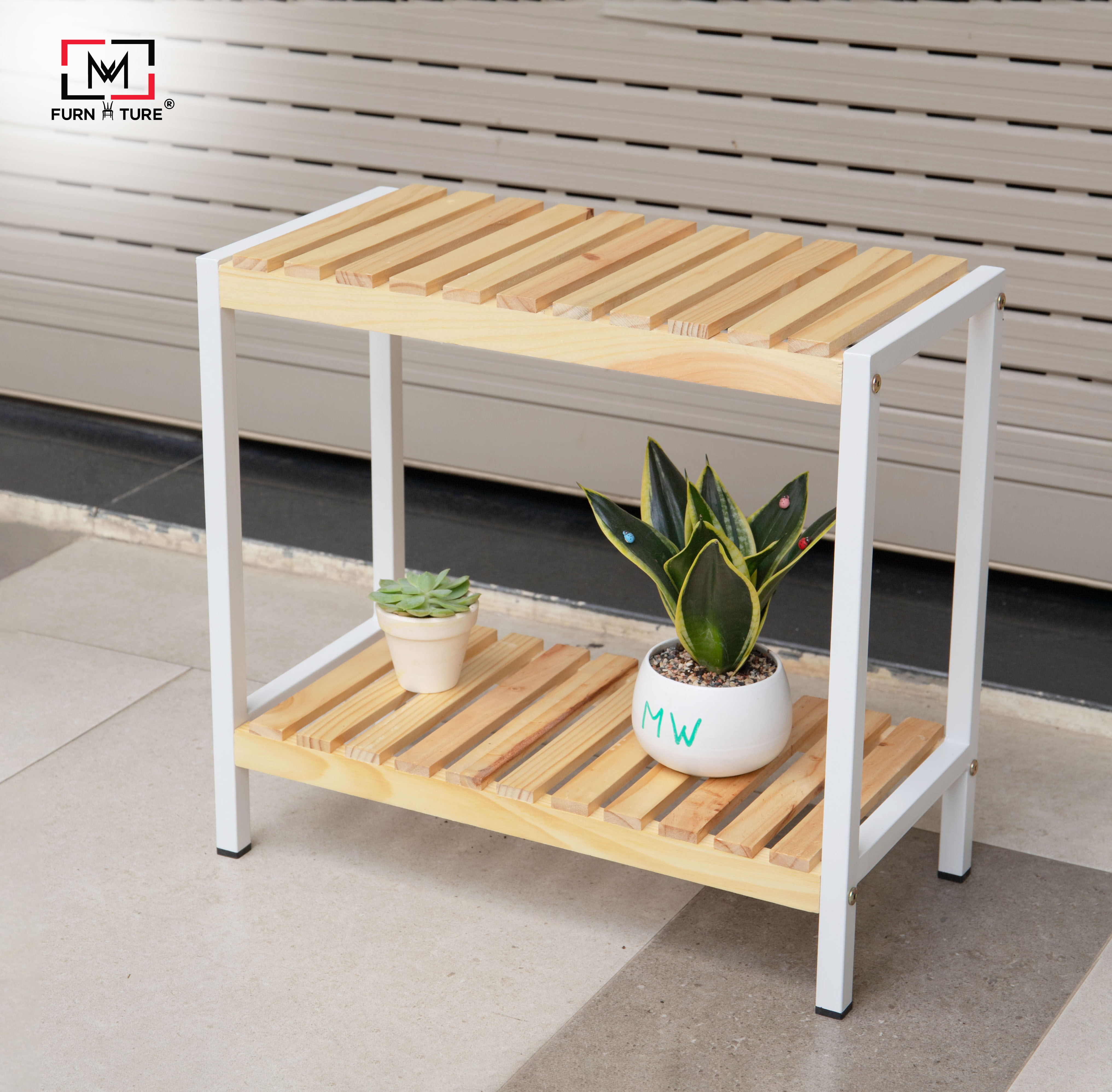 KỆ GỖ KHUNG SẮT TRANG TRÍ KIỂU DÁNG HÀN QUỐC 2 TẦNG THƯƠNG HIỆU MW FURNITURE - NỘI THẤT CĂN HỘ